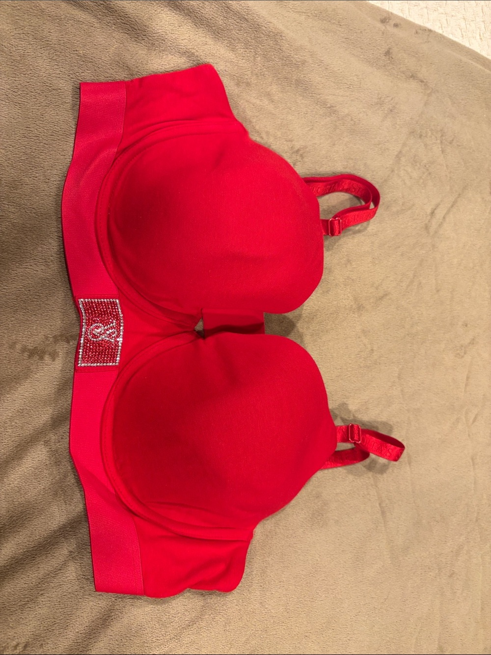 Victoria Secret Brand New Red Padded Underwire Bra with Rhinestone Accent